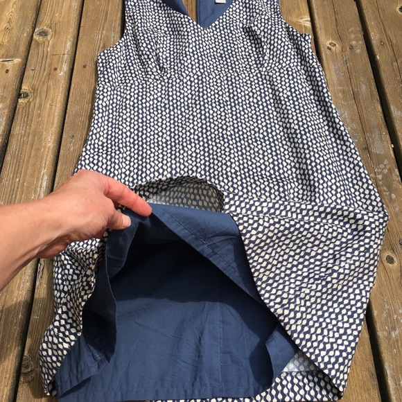 J. Crew Navy/Cream Patterned Dress 10 - Vintage - Picture 4 of 8